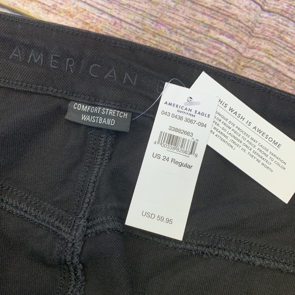 AEO Black Distressed Straight Leg Jeans • Sz 24 • NWT! - Picture 6 of 13